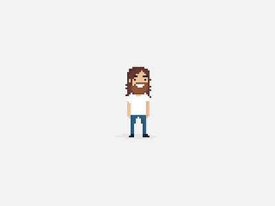 Hello World beard character guy pixel art