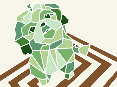 Cabbage Puppy dog geometric illustration low poly mural vector