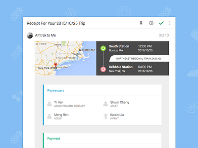 Late Night Amtrak to Dribbble - Email Receipt 017 dailyui email receipt ticket ui ux
