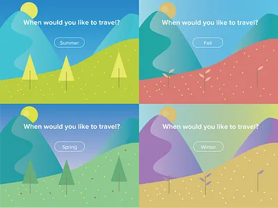 100 Days of Travel UI - Seasonal Travel flat illustration minimal seasons travel ui vector