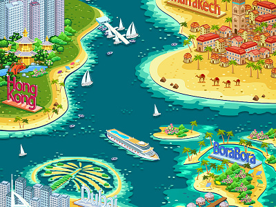 "Jigsaw Puzzle" FB Game UI background design facebook game gui illustration illustrator interface travel ui vector