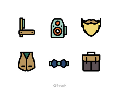 Hipster Icons bag beard bow camera hipster icons moustache razor vintage