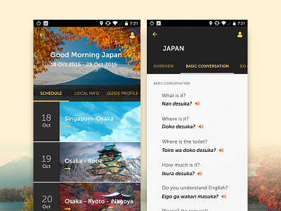 Tour Itinerary android cards design itinerary list material mobile schedule timeline travel ui ux