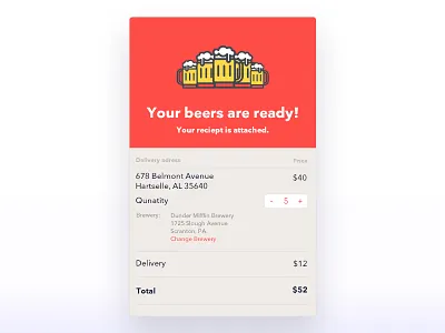 Email recipt beer dailychallenge dailyui email items recipt ui userinterface ux