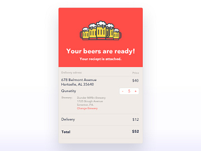 Email recipt beer dailychallenge dailyui email items recipt ui userinterface ux