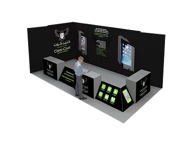 Clear-Coat Booth 3d artwork black booth brand design eagle exhibition grey mobile print visualisation