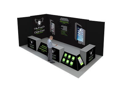 Clear-Coat Booth 3d artwork black booth brand design eagle exhibition grey mobile print visualisation