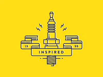Inspired flat icon icon illustration single stroke spark plug yellow