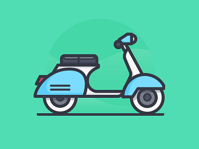 Scooter daily challenge icon italy motorcycle sea foam transportation vector vespa