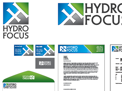 HydroFocus green logo design water