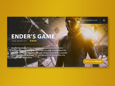 Movie Card - Ender's game brightness card cinema ender game movie trailer ui yellow