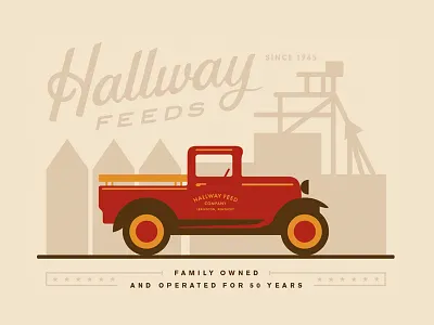 Hallway Feeds II branding car farm illustration mill script truck typography vintage