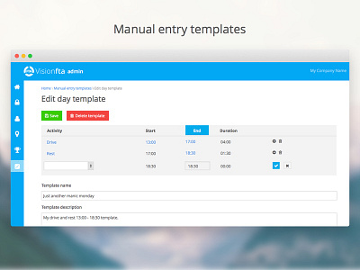 Visionfta manual entry templates