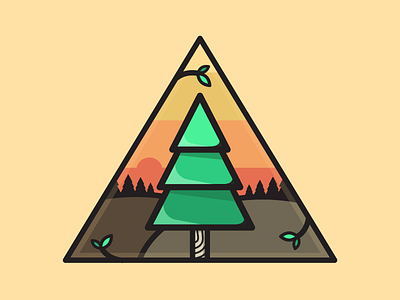 Triangle Tree Badge badge camping fun icon illustration line art monoweight outdoor patch sticker tree