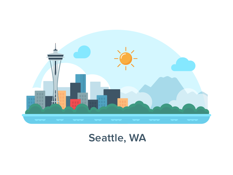 Illustration | Seattle awesome cities design doodle element freelance fun illustration infographic seattle series skyline