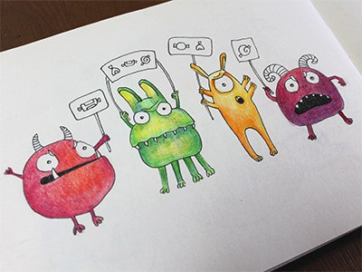 Candies! candies colorpencils colors drawing graphics illustration mariashishcova monster sketch sketchart sketchbook strange