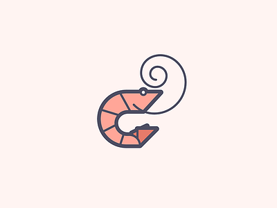 Shrimp! crustacean illustration line art ocean sea shrimp simple swirl