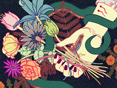 Love At First Bite design flowers illustration jessicafortner snake