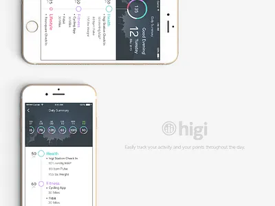 Fitness Daily Summary fitness gauge health ios iphone minimalism points timeline ui