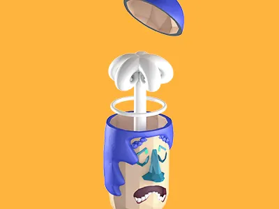 Bold 3d character empty face head illustration polygon prevert