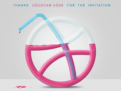 Hello Dribbble debut dribbble drink first shot hello pipette straw thank you