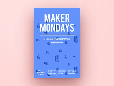 Maker Mondays isometric poster typography