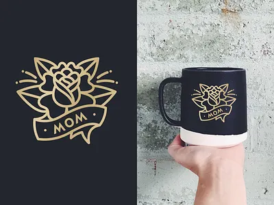 Mom Tattoo Mug ceramic icon illustration line mom mug rose tattoo vector