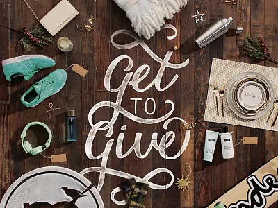 Get To Give art direction christmas gifts holiday photography retail script wood
