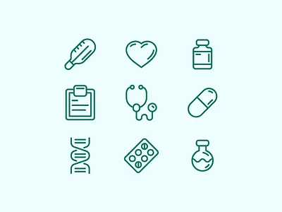 Medical icons dna doctor health healthcare hearth hospital icon medical medicine outline pill