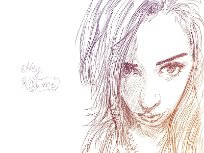 Hey, Kiss me art beautiful digital drawing eyes portrait sketch sketchbook
