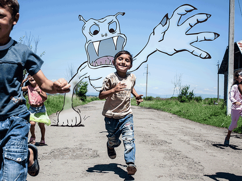 Playing Tag Photo Illustration cartoon drawing illustration kids landscape monster photo playing running sketch tag ukraine