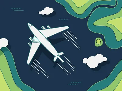 Journey 1 clouds flat land line plane sea trip