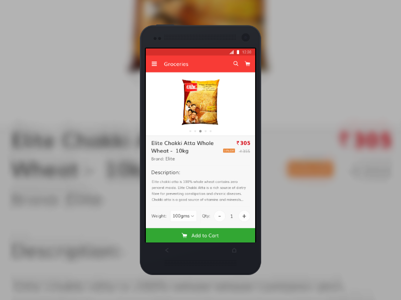 Product description screen - urdoorstep clean detail ecommerce grocery minimal product ui ux