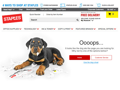 404 404 error message page staples ui ux