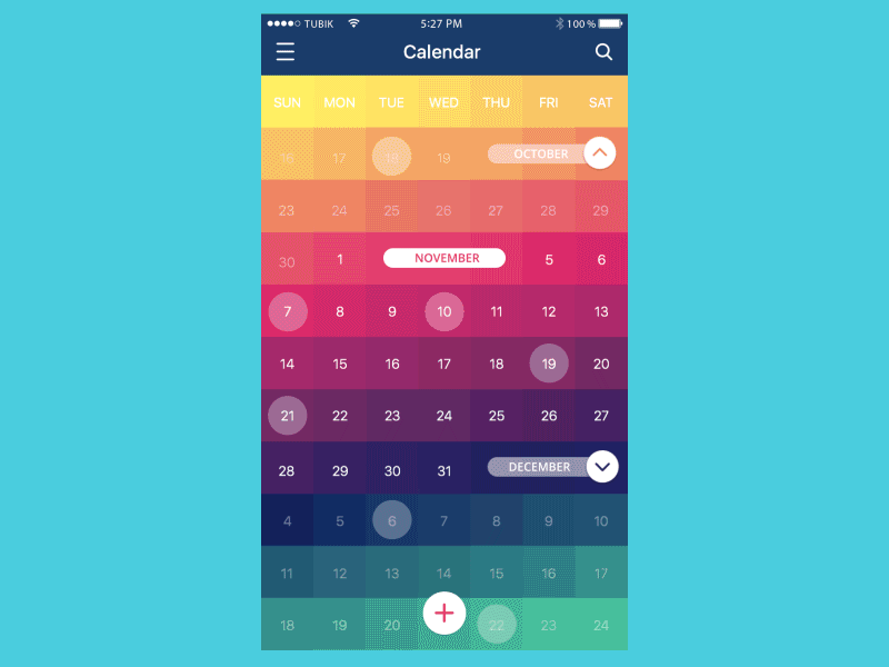 Calendar App Animation animation app calendar colours ios motion ui ux