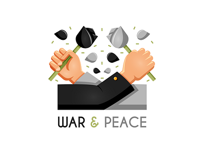 War & Peace dark hand illustration light peace suit war