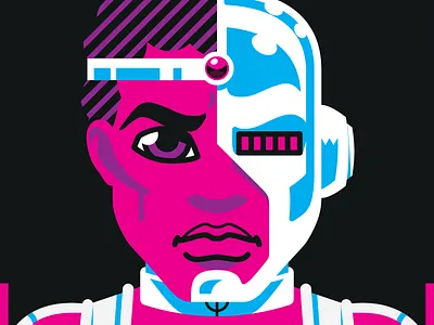 Neon Titans: Cyborg 80s blacklight comics cyborg neon portrait teen titans vector victor stone