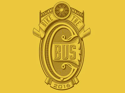 Bike the CBUS tee shirt badge columbus crest custom gold ohio time vintage yellow
