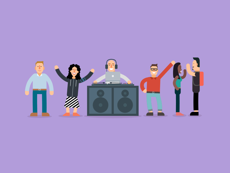 Party animated characters design flat game gif illustration party