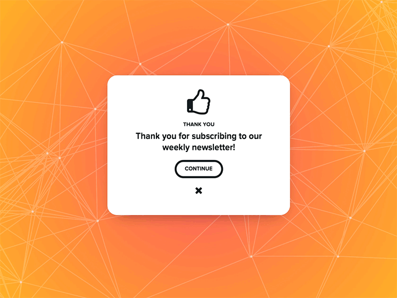 Day 016 - Daily UI 16 - Pop-up animation daily ui dailyui day 16 newsletter overlay pop up principle prototype thumbs up ui