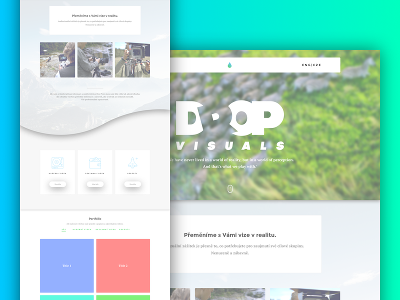 Drop Visuals Website clean flat minimal neat shadows simple ui ux web website white