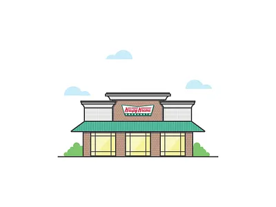 Krispy Kreme architecture buildings donuts draw icon illustration krispy kreme line art outline shop store vector