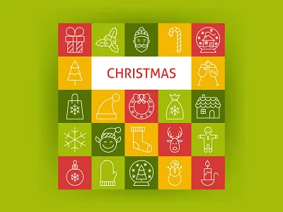 Christmas Line Art Icons art christmas christmas tree decoration holiday line merry christmas new year outline present santa web icon