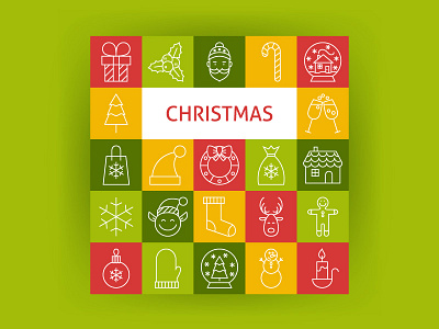 Christmas Line Art Icons art christmas christmas tree decoration holiday line merry christmas new year outline present santa web icon