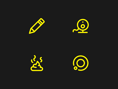 Single Stroke Icons cam flat flat icons icon icons pencil poo poo poop webcam yellow