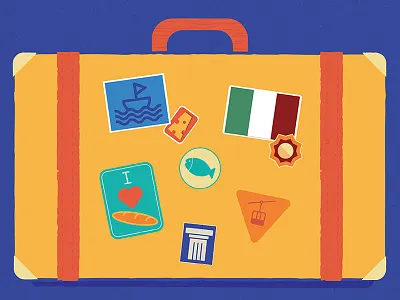 Mediterranean Scrapbook Kit - Postcard sample color cute fun illustration luggage mediterranean stickers travel