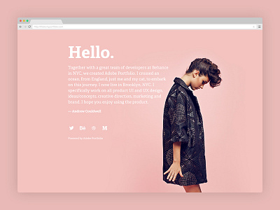 Quick website with Portfolio adelle bold adelle regular adobe clean hello holding page one page pink portfolio website