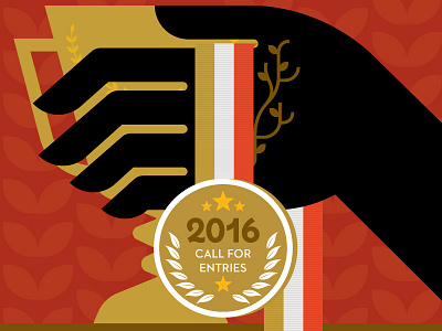 Going for the gold award branch gold medal hand laurel leaves star trophy