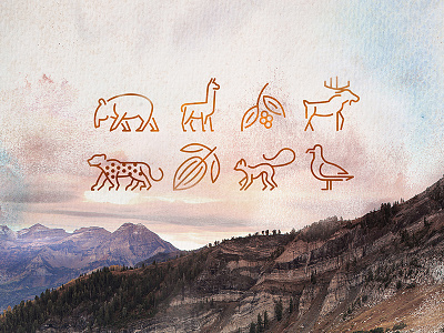 Flora & Fauna Icon Set animals bird icon set icons jaguar lemur llama moose plants seagull tapir