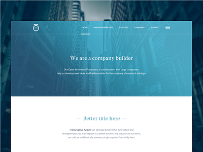 Disruptive Angels - WIP disruptive entrepreneur landing startup website wip